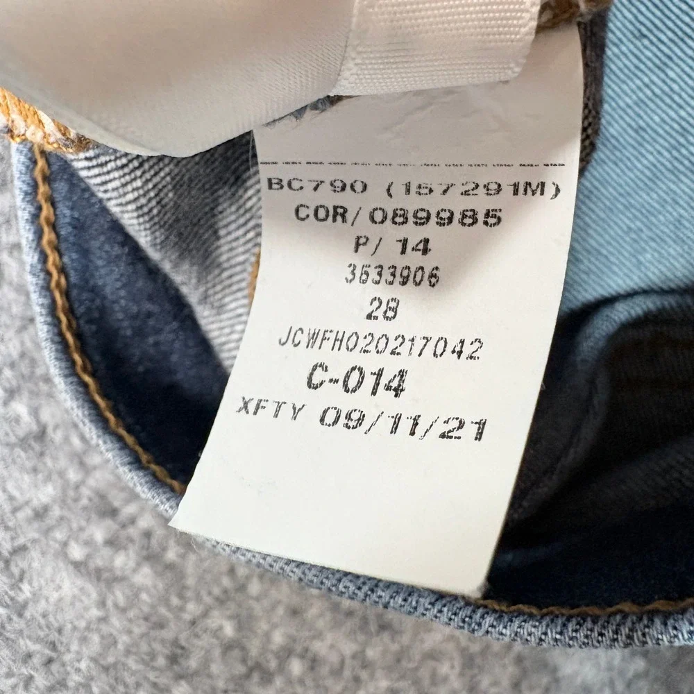 J.Crew 10 High Rise Skinny Jeans 28 Dark Wash Button Fly Raw Hem BC790